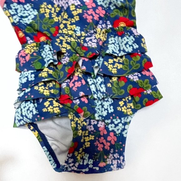 Hanna Andersson Girls 60 Swimsuit Lot – Floral & Stripe One Piece Set - Picture 8 of 9
